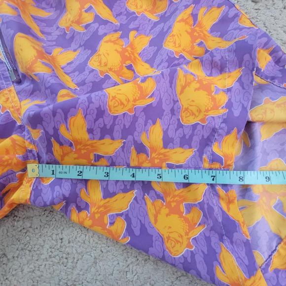 Peter Millar M Swim Trunks Goldfish Print Drawstring Mesh Lined Shorts Purple - Picture 7 of 13